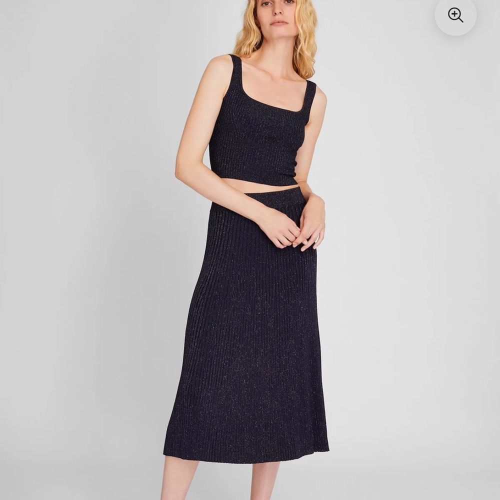 Metallic Ribbed Knit Two-Piece Set